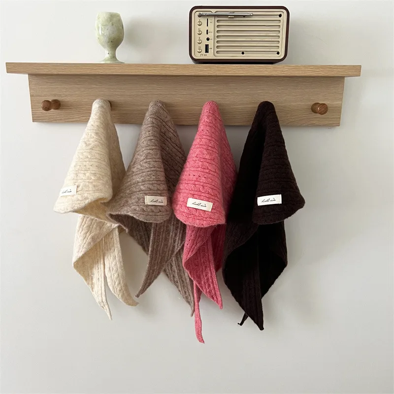 Korean Knitted Wool Scarf for Baby Winter Warm Cashmere Scarves for Boy Girl Cute Triangular Bandage Scarf Kids Neckerchief baby scarf wool scarf