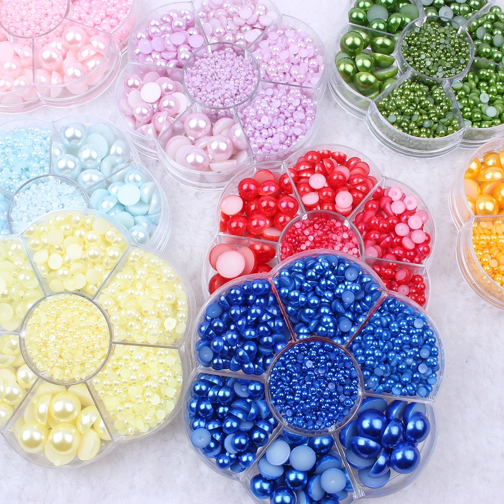 500pcs 5mm Half Round Pearls Many Colors Round Flatback Glue On Crafts  Resin Scrapbooking Beads DIY Jewelry Nails Art - AliExpress