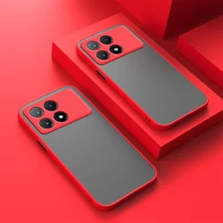 Shockproof Armor Matte Case with Soft Bumper and Hard Cover for Poco X6Pro 5G (Red)
