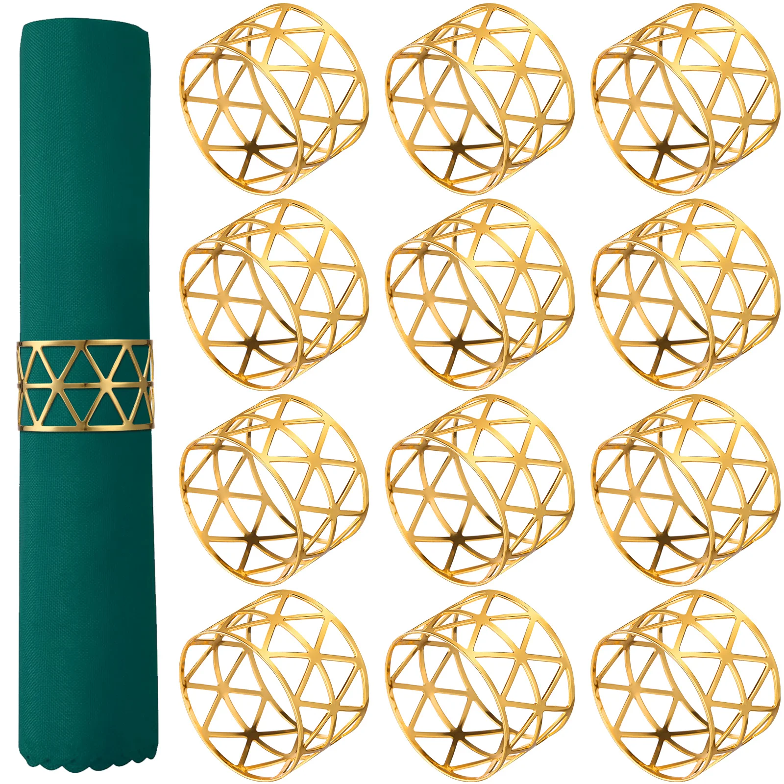

12 Pcs Metal Hollow Triangle Napkin Buckle Ring Rings Holder Holders Dining Table Decor Paper Clasps