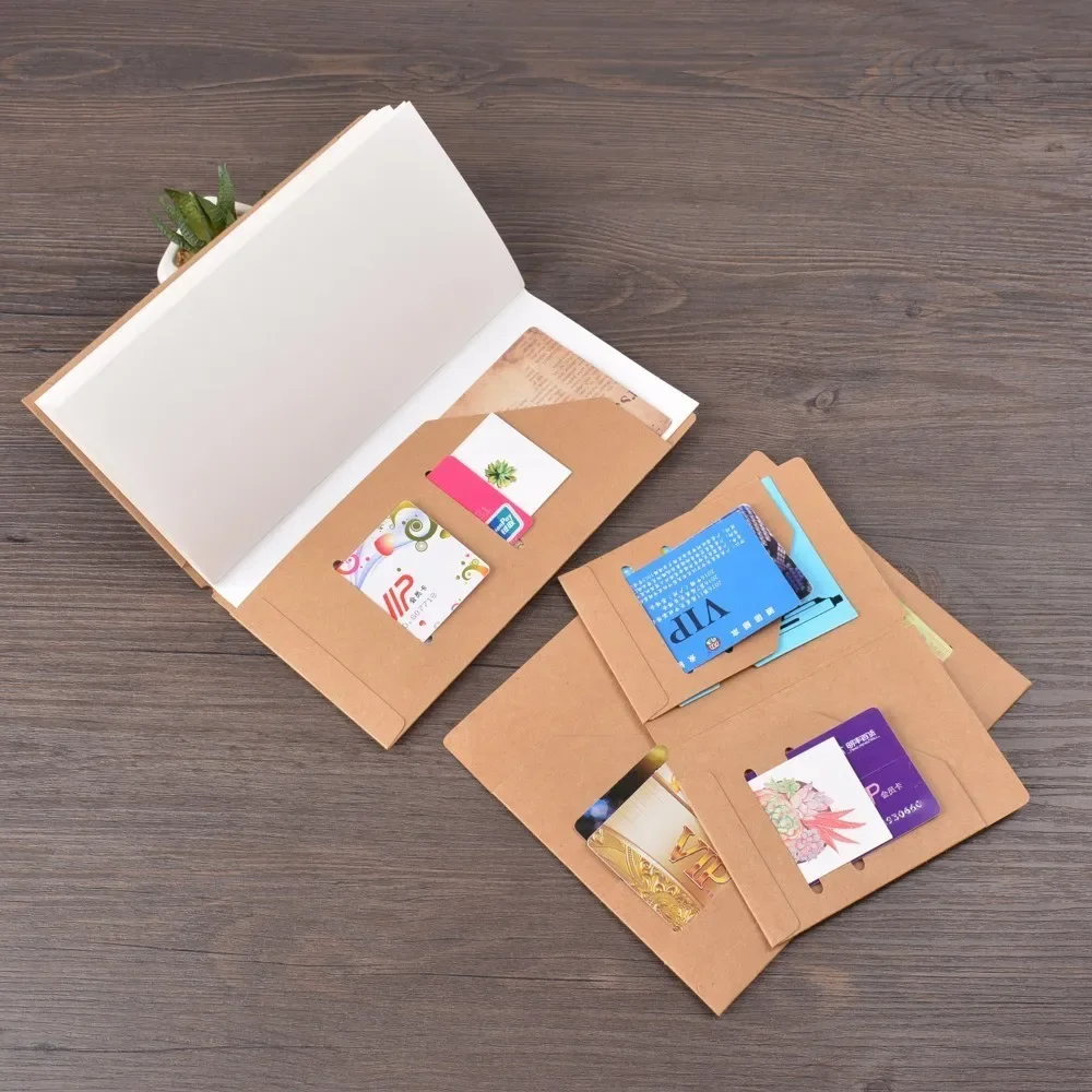 Kraft Paper File Holder Travel Journal Notebook Planner Accessories Regular Passport size Card Holder Pocket Storage Stationery file bag