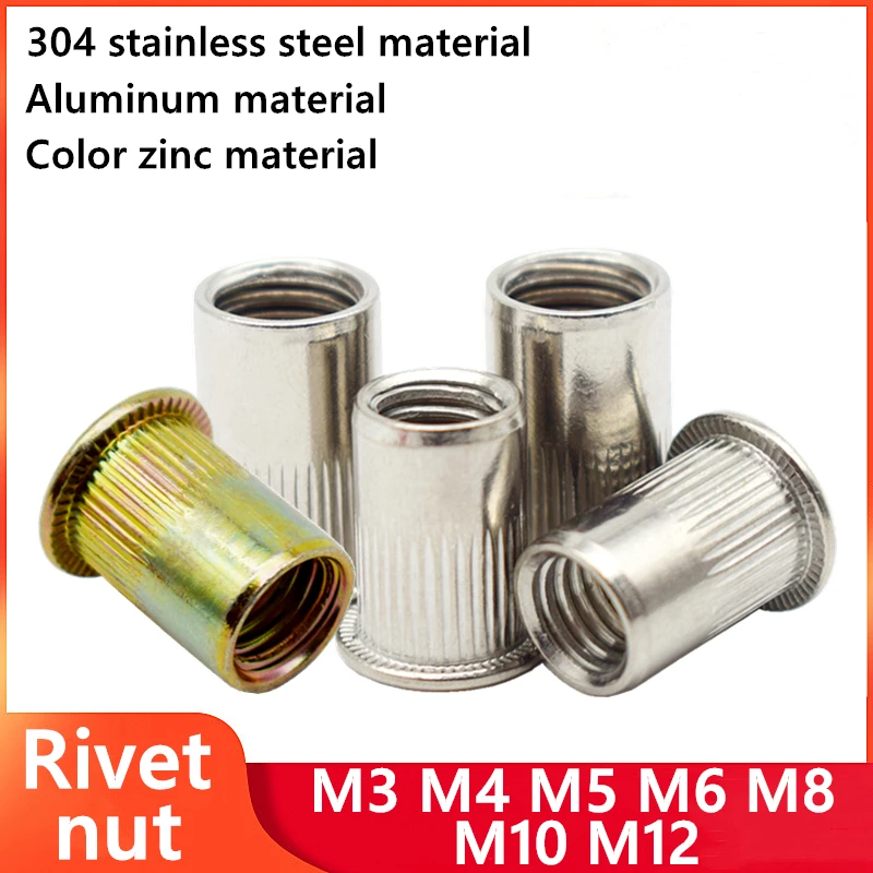 304-Stainless-Steel-Flat-Head-Rivet-Nut-M3-M4-M5-M6-M8-M10-M12-M14 ...