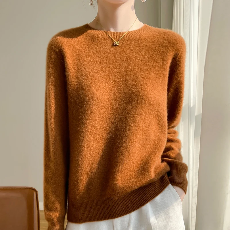 

2024 New Women Cashmere Sweater O-Neck Long Sleeve Pullover High Quality Elegant Unique Top