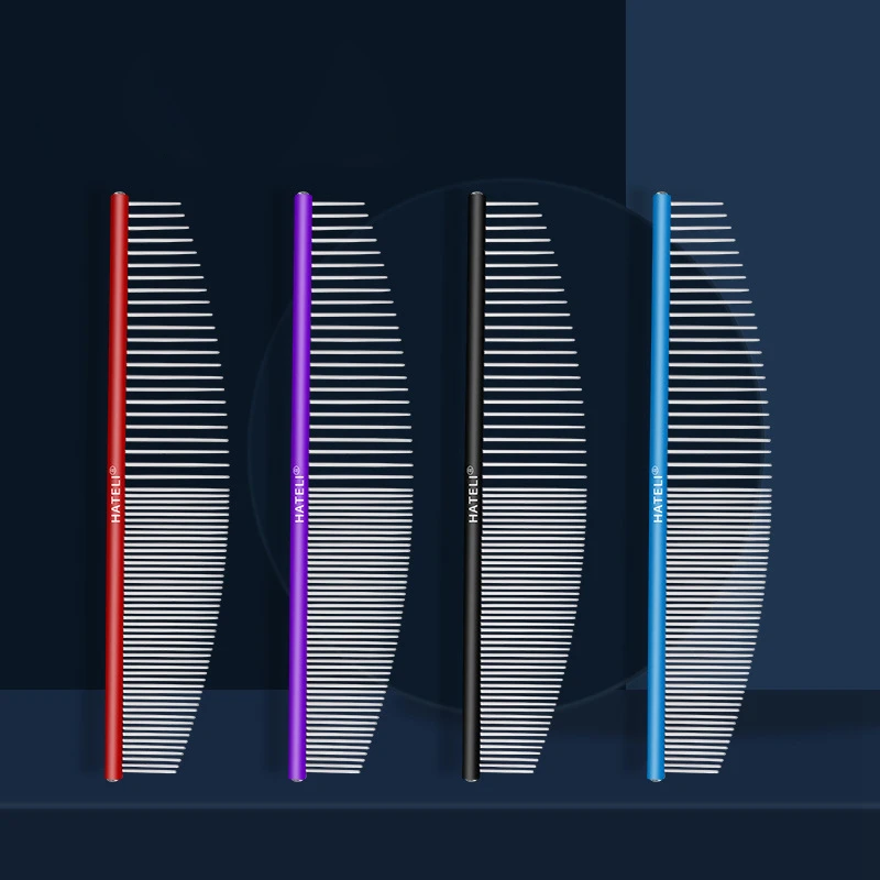 

Pet Cat Grooming Single Comb Stylist Color Aviation Aluminum Ultra-light High-end Dog Comb Styling Professional Massage Comb