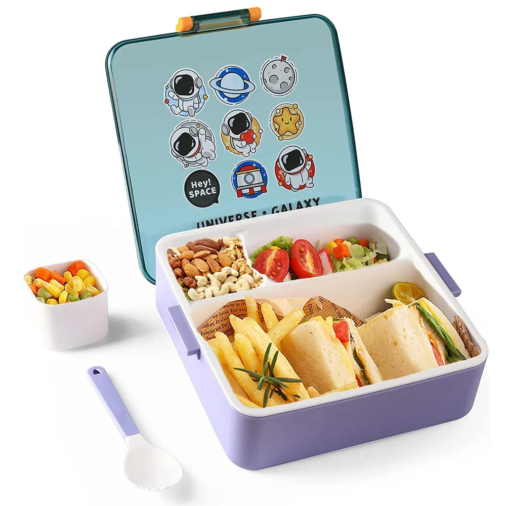 3PCS Bento Box Adult Lunch Box Containers For Toddler Kids Adults 1300ml 4  Compartments Fork Leak-Proof Microwave Dishwasher Fre - AliExpress