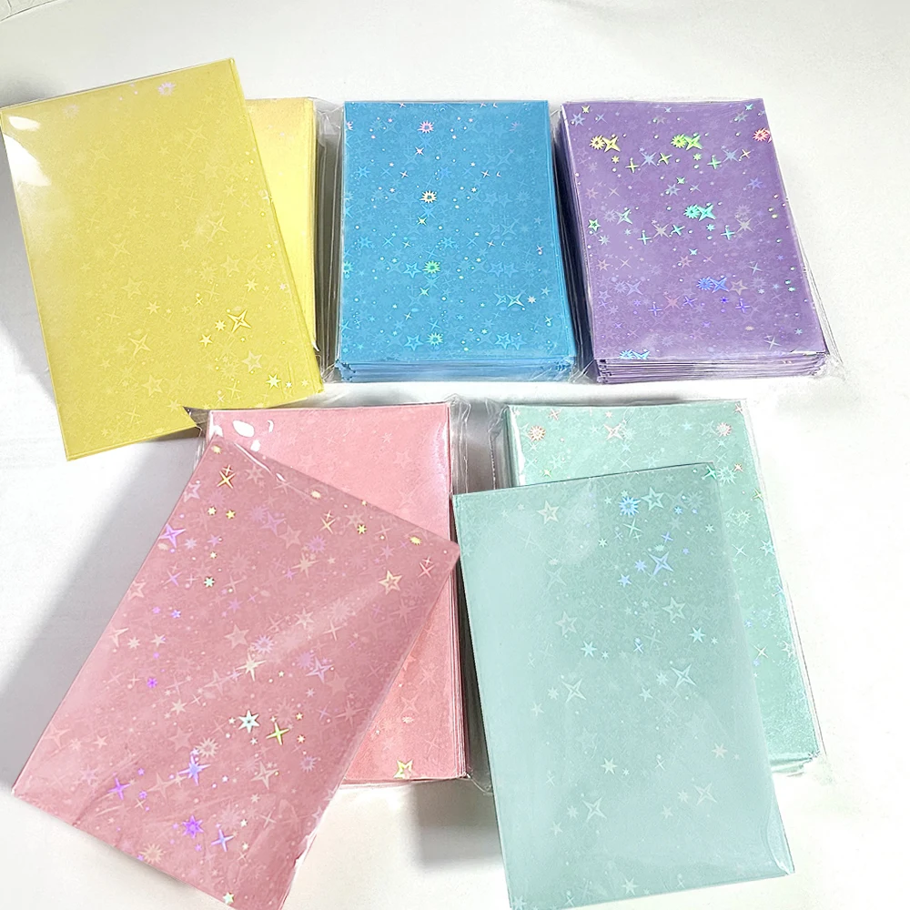 Glittery Star Love Heart Colored Ins Toploader Card Photocard Sleeves Idol Photo Cards Protective Storage Case 50pcs/pack display case