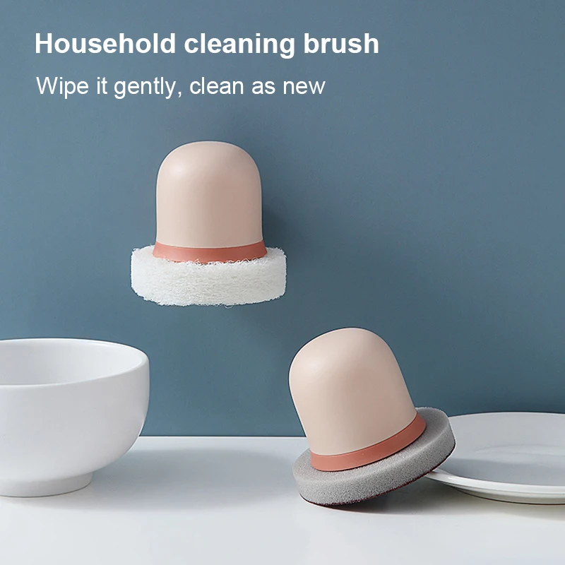 

Kitchen Gadget Tools Sponge With Handle For Kitchen Dish Cleaning Brush Descaling Natural Clean Kitchen Accessories