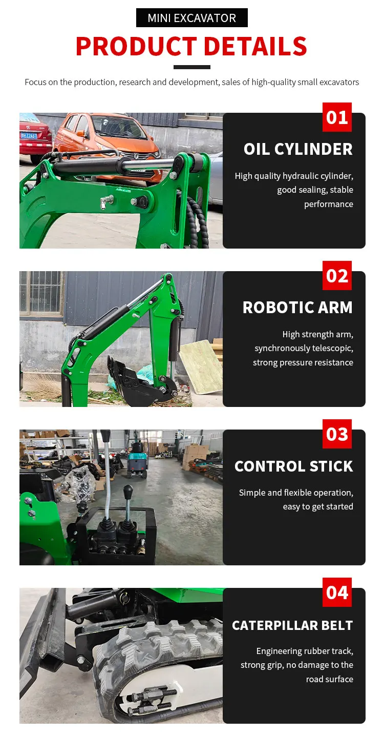 1,0 Tonnen Mini-Bagger mit Hydraulikmotor, Mini-Lenk-Bagger mit 0,21m Schaufelkapazität und 2 Jahren Garantie zum Verkauf – Detail 6