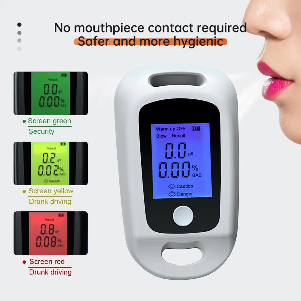 Breath Alcohol Tester LCD Display Handheld Alcohol Analyzer Professional Portable Tester Grade Accuracy for Personal Use