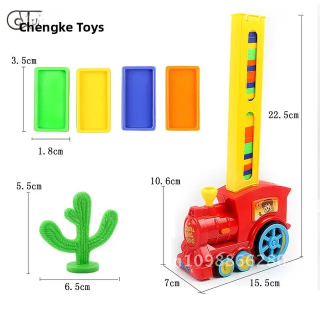 Transparent Electric Domino Set with Automatic Stand And Train - Children's Puzzle Toy Plastic Multicolor 20 Pieces 5