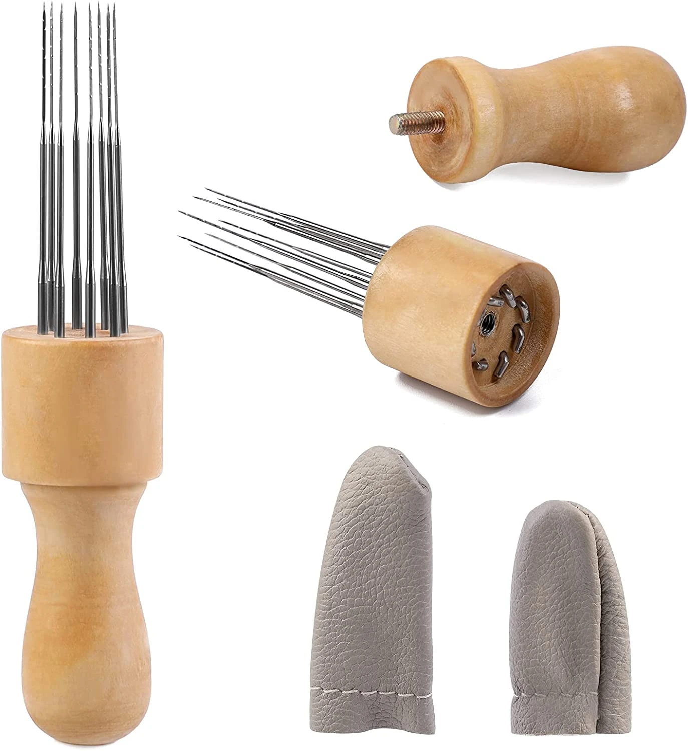 HUAJINGKEJI – Kit De Feutrage à L’aiguille Débutant – Laine Naturelle – 18 X 10,7 Cm – Avec Protection Doigt