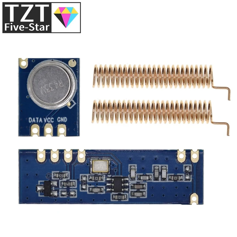 TZT 1/3Set 100 Meter 433MHz Modul-Kit ASK Sender STX882 + ASK Empfänger SRX882 + 2 Stück Kupfer-Federantenne