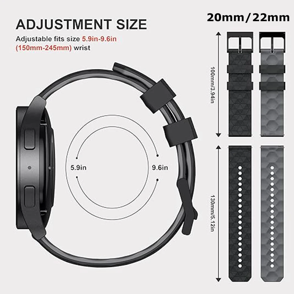 Silicone Strap 20 22mm Watch Band - Premium Bracelet Wristband