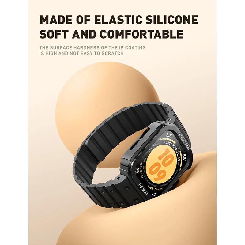 For Apple Watch 9/8/7/6/5/4/SE CaseBand [45/44mm] SUPCASE UB Seal Rugged Protective CaseMagnetic Soft Silicone Strap