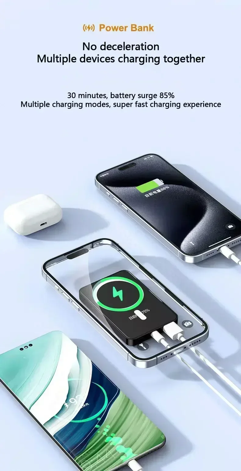 50000 mAh Power Bank Wireless Magnetic Power Bank Magsafe Super Fast Charging Suitable for iPhone Xiaomi Samsung Huawei 3