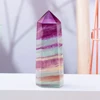 Natural Coloful Watermelon Fluorite Hexagonal Column Magic Point Crystal Tower Ornament for Home Decor Pyramid 6