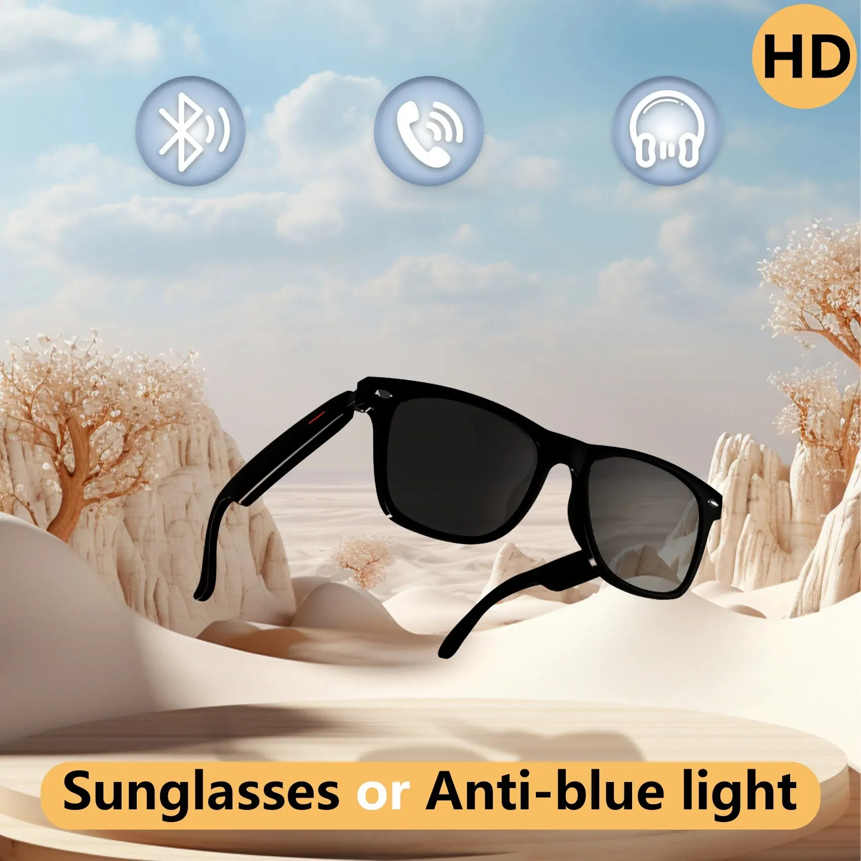 1pc Smart Glasses With Speaker Bluetooth Ll Wireless Audio Touch Hands Free Calling Stereo Music Headphones Smart Glasses P 45727298
