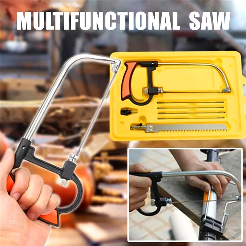 

8-in-1 Saw Multi Purpose Hand DIY Steel Saw Metal Wood Glass Saw Kit 6 Blade Woodworking Metalworking Model Hobby Tool Hand Tool