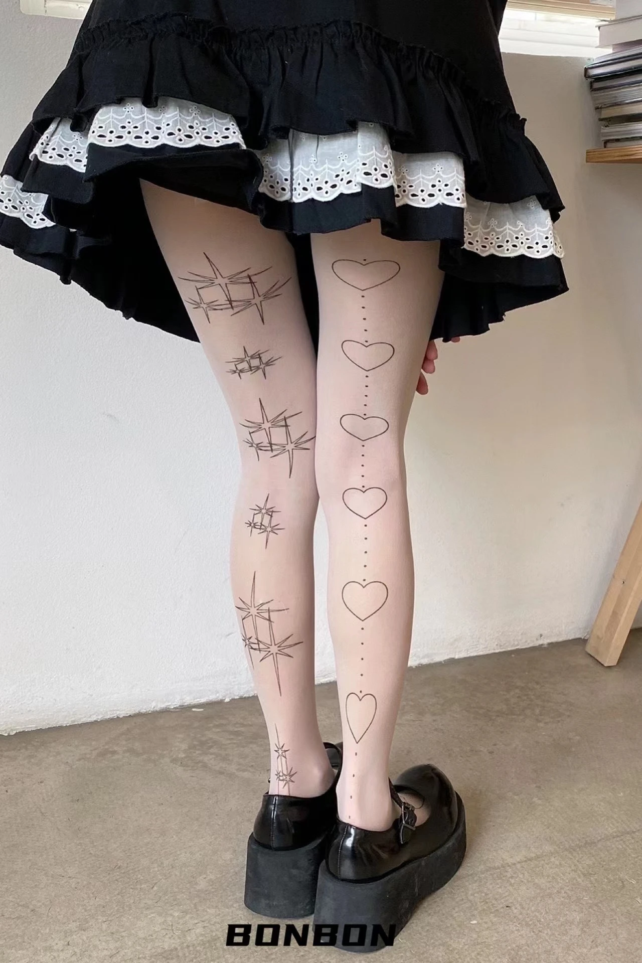 Fantasy Linkage Line Love Lolita Printing Tattoo Socks Light Leg Skin Beauty Stockings