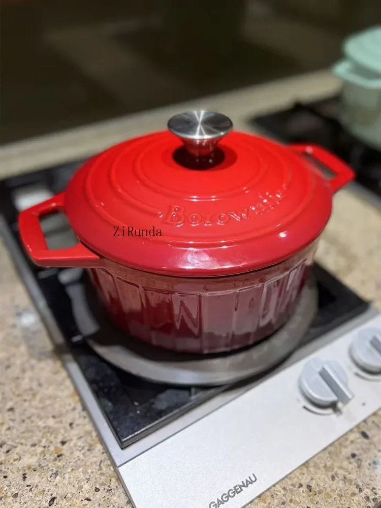 *Cast iron pot household stew cup casserole stew non-stick pan induction cooker cooking pot