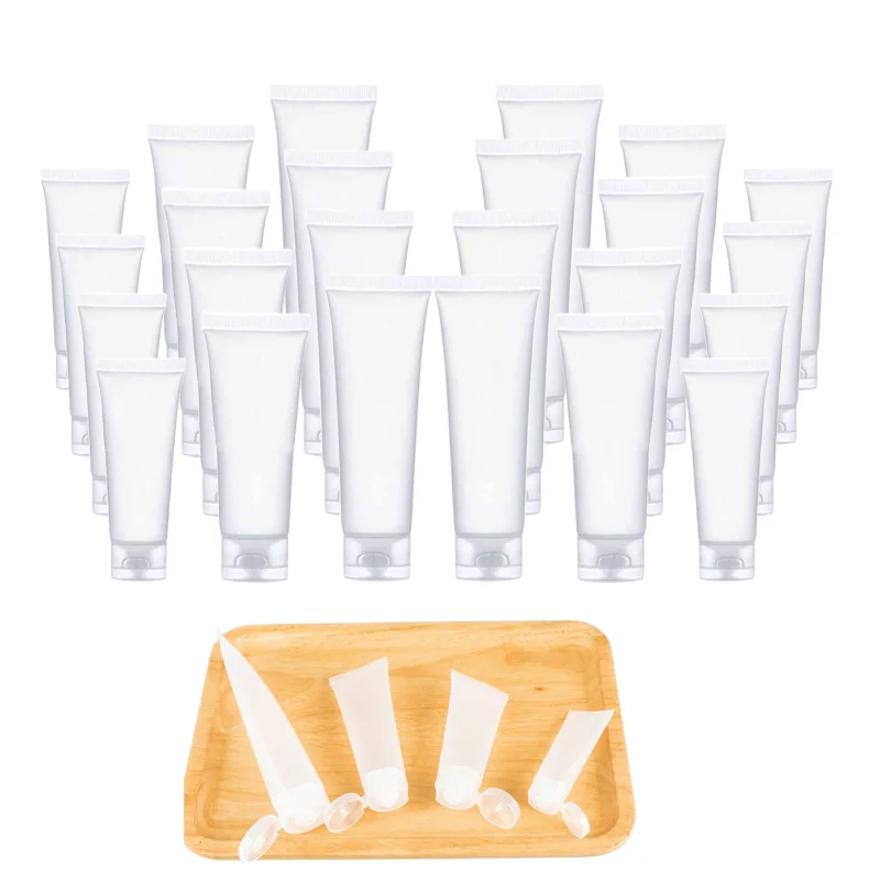 

5Pcs Empty Plastic Cosmetic Frosted Soft Tubes w/ Flip Lid Makeup Sample Bottle Refillable Containers For Cleanser Creams Lotion