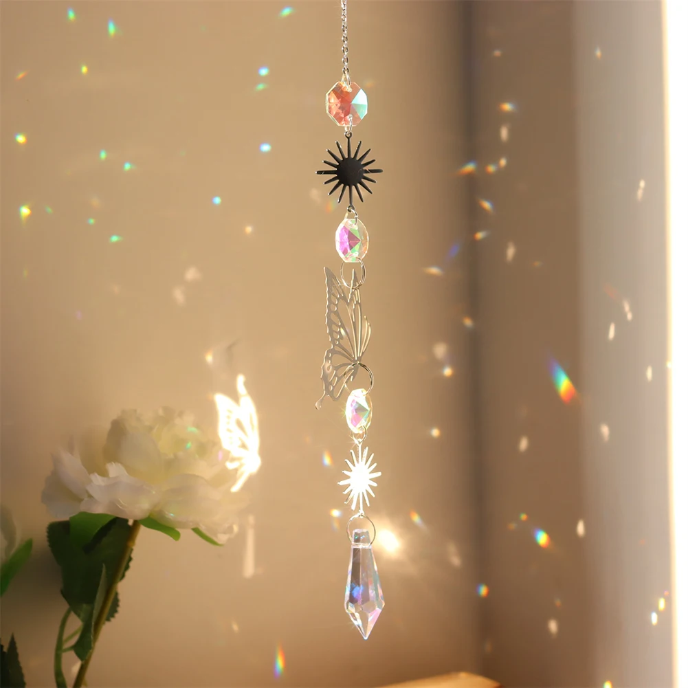 Sun Catchers Crystal Windchime Handmade Sun Catchers Hanging Ornament Devil Eye Prisms Rainbow Chaser Home Bedroom Decoration Dream Catcher