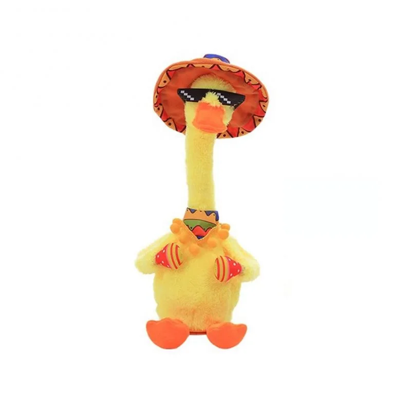 120 Songs Mexican Dancing Duck Plush Toy Toddler Learn Talking Toy Light Repeating Swing Duck Electric Plush Doll Baby Speak Toy miniature porcelain figurines