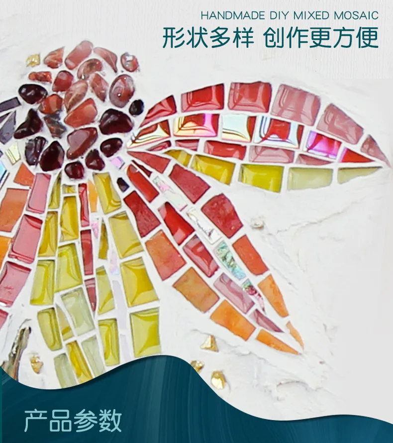 Description Picture 6 of item100g Clear Glass Mosaic Tiles Multi Color Mosaic Piece DIY Mosaic Making Stones for Craft Hobby Arts Home Wall Decoration arte