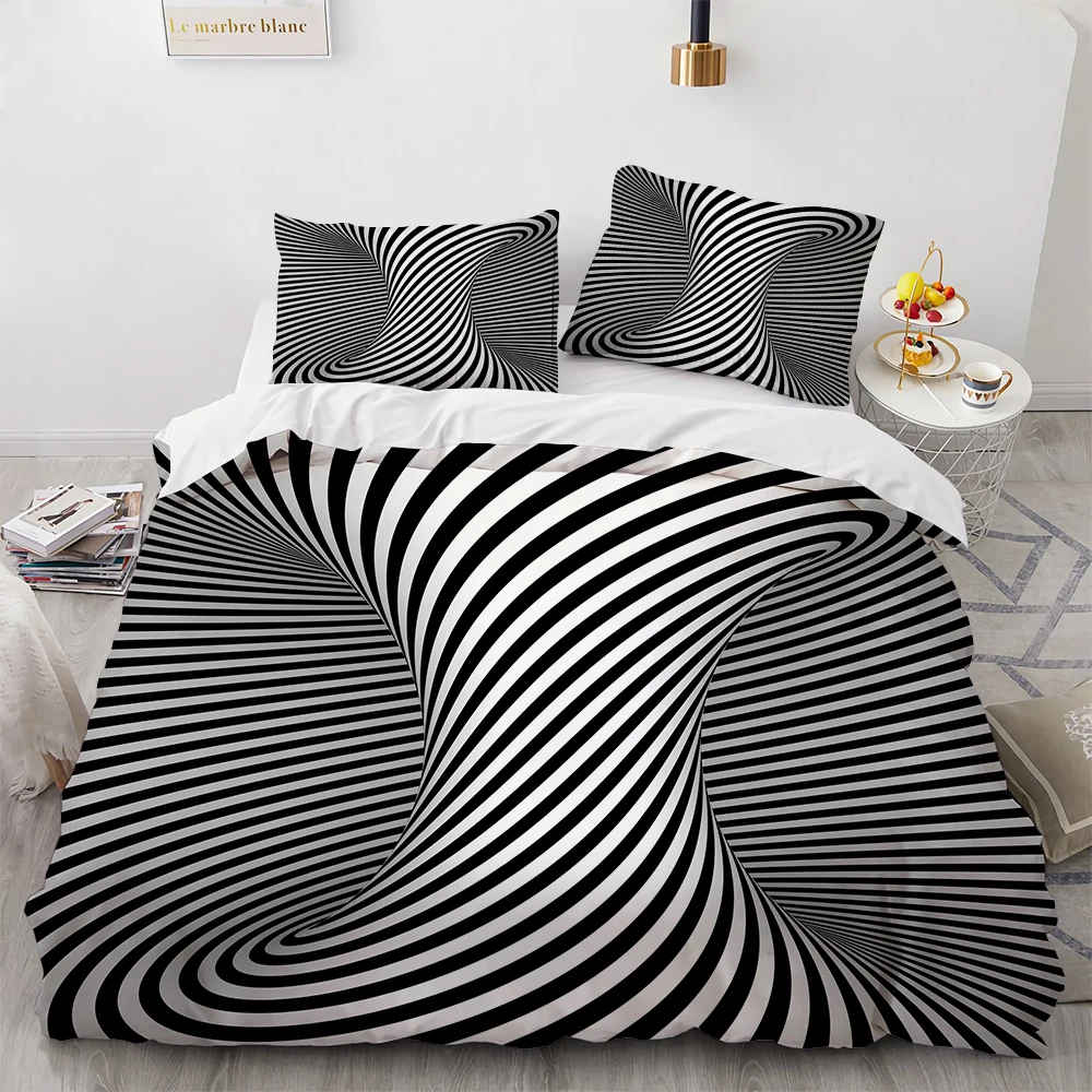 3d Stereo Pattern Geometric Duvet Cover Set Black White Bedding Sets Ultra  Soft Reversible Stripe Comforter Cover For Men Women - Bedding Set -  AliExpress