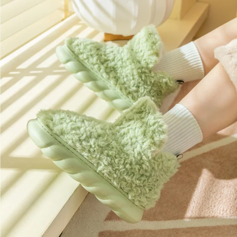 Warm Winter Woman Boot Fashion Furry Ladies Snow Boots for Outside Wear Concise Design High Top Platform Women\'s Cotton Shoes