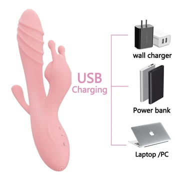 G spot Vibator 3 In 1 Clitoris stimulation Massager 12 Speed Dildo Vibrator for Women USB Rechargeable Sex Toys Kits Adult Shop 4