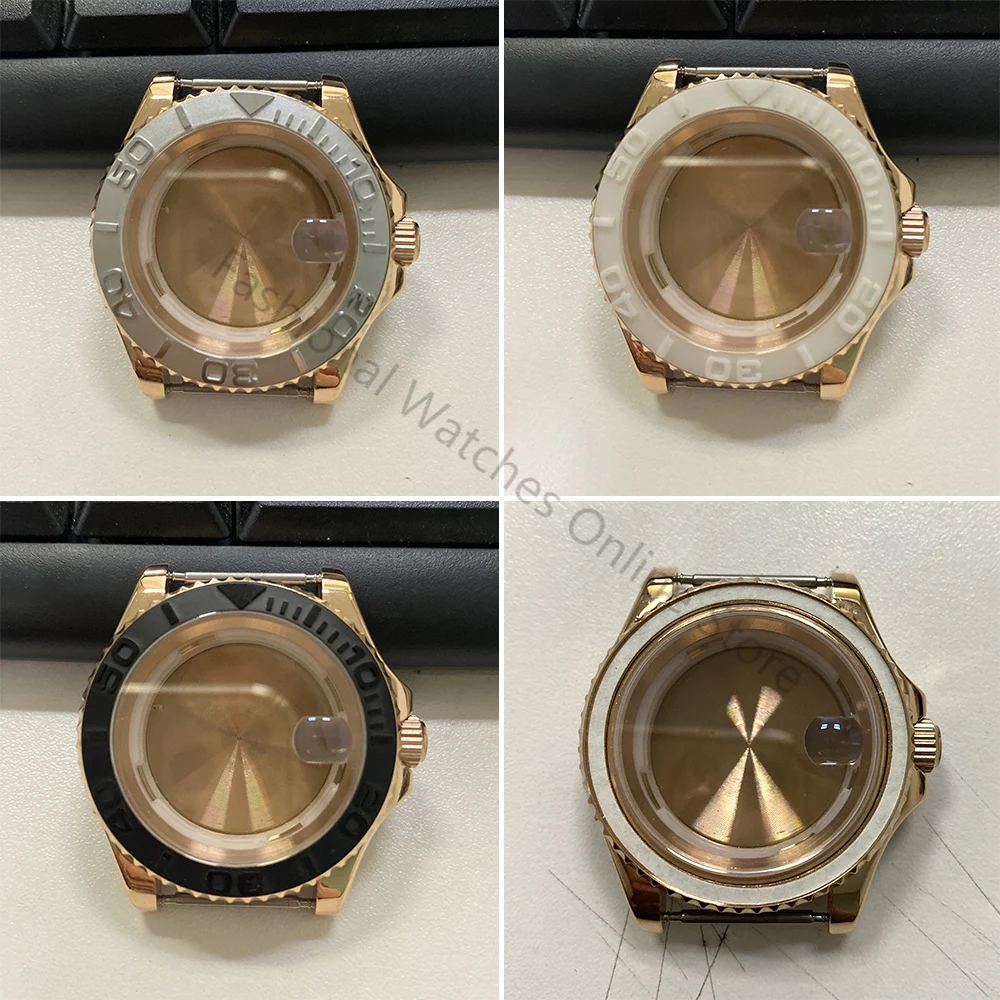 

40MM Rose Gold Watch Case Stainless Steel Yacht Case Watches Replacement Accessories for 8215/8200/821A/MingZhu 2813 Movement