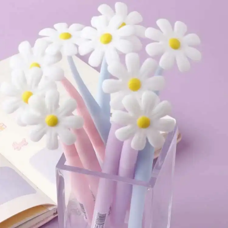 1-teiliger Lytwtw's süßer Kawaii kleiner Gänseblümchen-Stift für Büro, Schulbedarf, süßes Briefpapier, kreativ, hübsch, schön, weicher Gelstift
