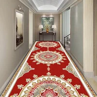 Luxury Red Gold Hall Corridor Carpet Non-slip Washable Runner Stairway Rug Outdoors Aisle The Long Corridor Mat Customizable 카펫 2
