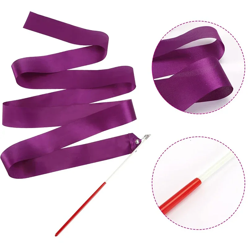 Rhythmic Dance Ribbons Gymnastics Ribbon Dancing Streamers Baton Twirling Artistic Dancing Gymnastics Kids Talent Show 12Pcs