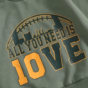 Toddler Unisex Autumn Clothes Set Long Sleeve Round Neck Letter Print Top with Bow Tie Solid Color Trousers for Baby Girl Boy 3