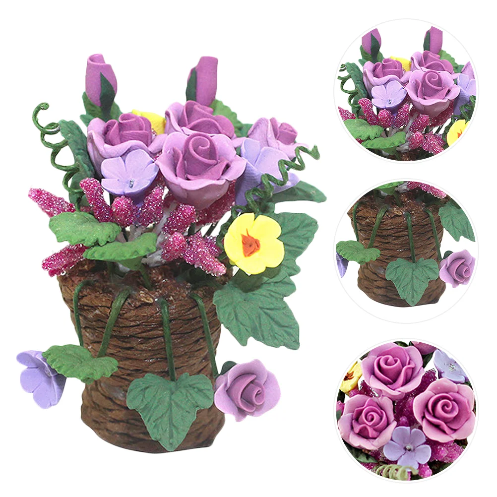 

Miniature Flower Bonsai Ornament: Miniatures Flower Garden Artificial Decor Flower Pot DIY Home Accessoreis for Kids