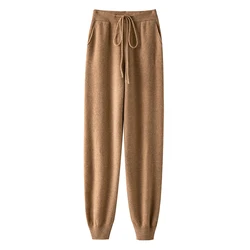 Casual Women's Pant 100% Australian Wool Knitted Tight Leg Women Pant 2023 Winter Long Trousers Pure Woolen Female Leggings JA01