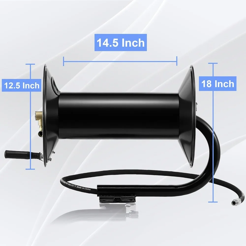 Heavy-Duty 300-Foot Steel Power Washer Hose Reel with Hand Crank and 4000 PSI Rating
