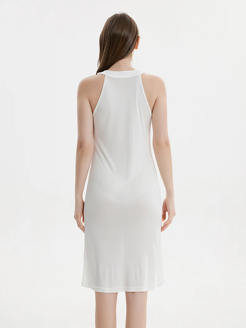 SuyaDream Women Solid Dresses Knitted Real Silk Halterneck Off Shoulder Mid Dress 2026 Spring Summer Elegant Clothes Green White