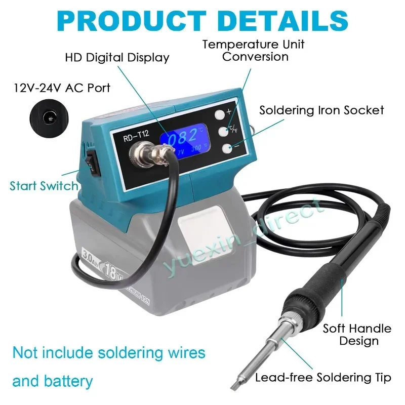 OLED T12 soldering station iron For Makita 18V Li-ion Battery Cordless Electric portable T12 Soldering Iron Station（NO Battery ) t12 d series soldering solder iron tips t12 series iron tip for hakko fx951 stc and stm32 oled electric soldering iron