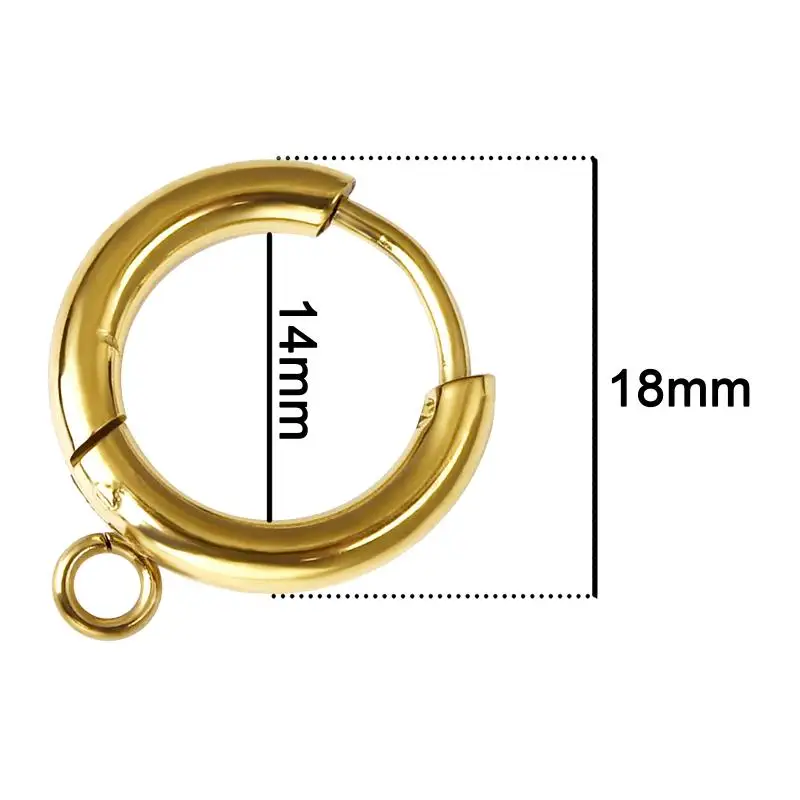 10 Stück Edelstahl-Ohrringhaken mit Schlaufe, goldfarbene Umarmung, runde Ohrpfosten mit offenem Biegering für DIY-Schmuckherstellungskomponenten – Detail 6