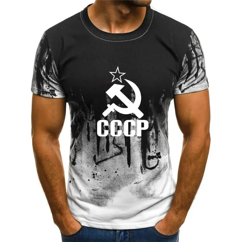 Mens T Shirt Summer CCCP Russian 3d T Shirts Men USSR Soviet Union Man ...