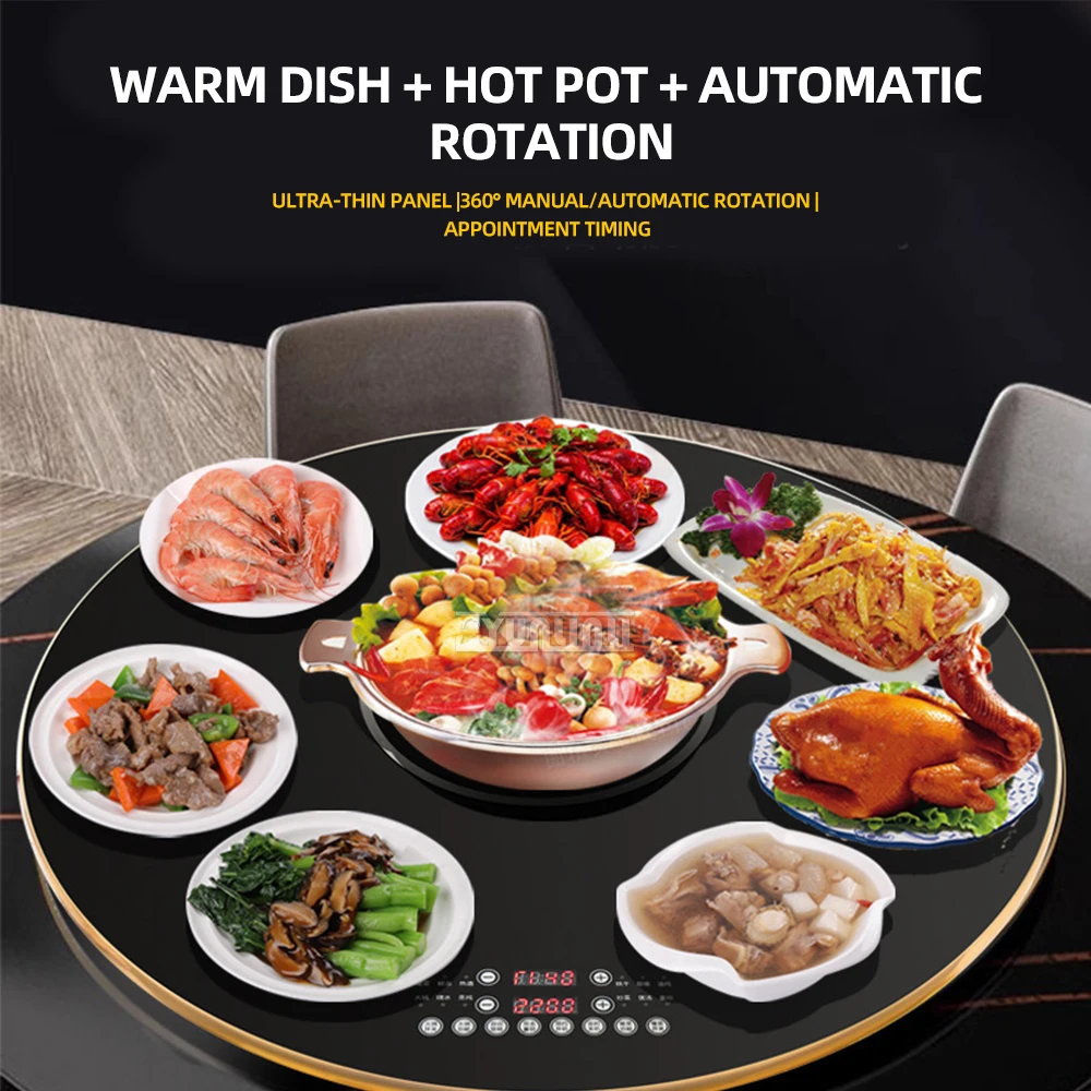 Food Warming Plate 80cm Dishes Warming Table Round Smart Induction Cooker