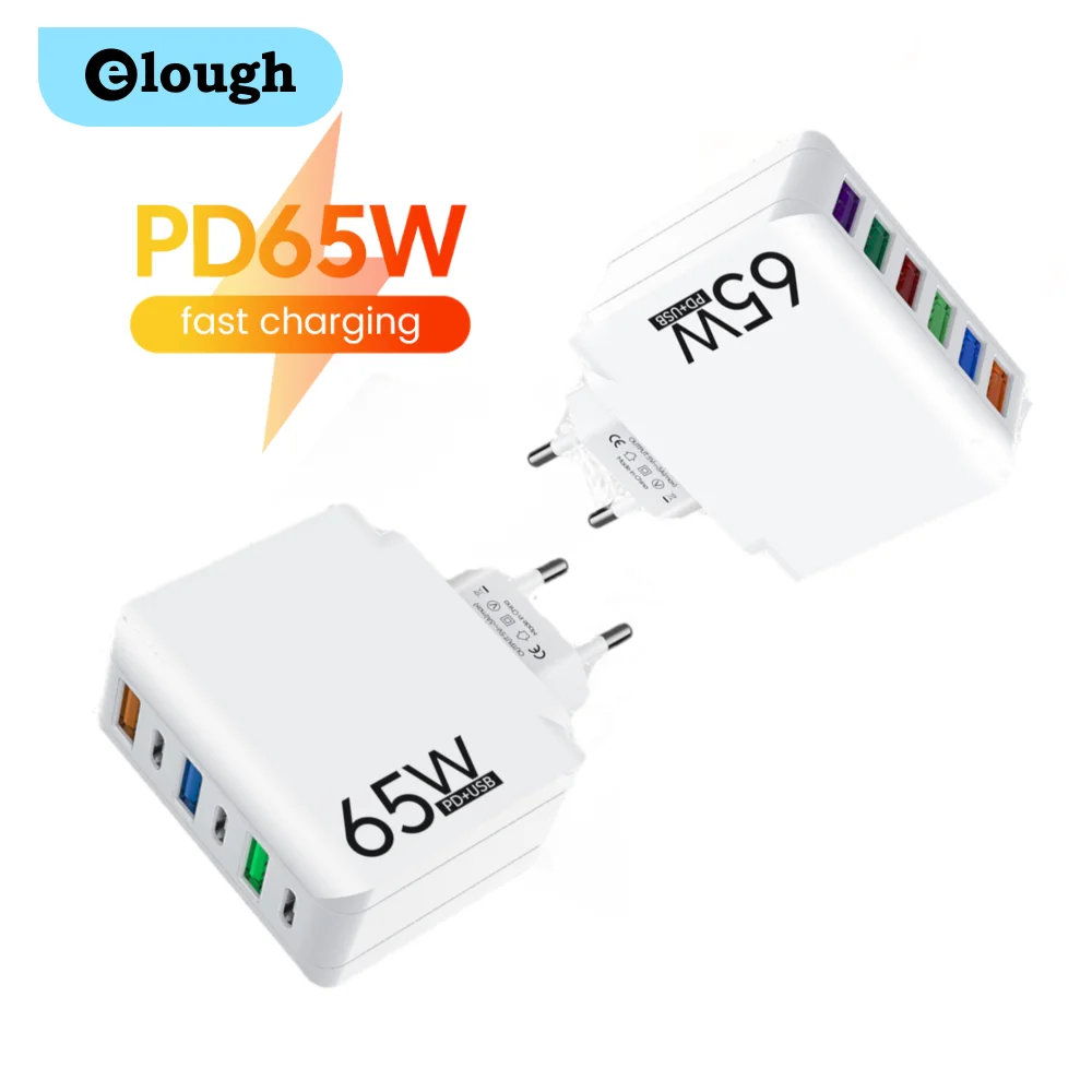 

Сетевое зарядное устройство Elough с 6 USB-портами, 65 Вт