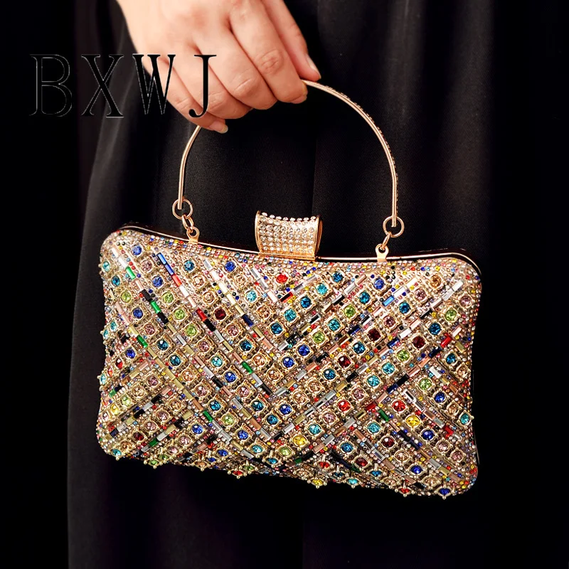 

Diamond Embedding Banquet Bag Wedding Handbags Sparkling Colourful Evening Bags Luxury Designer Party Satchel Women Clutch Purse