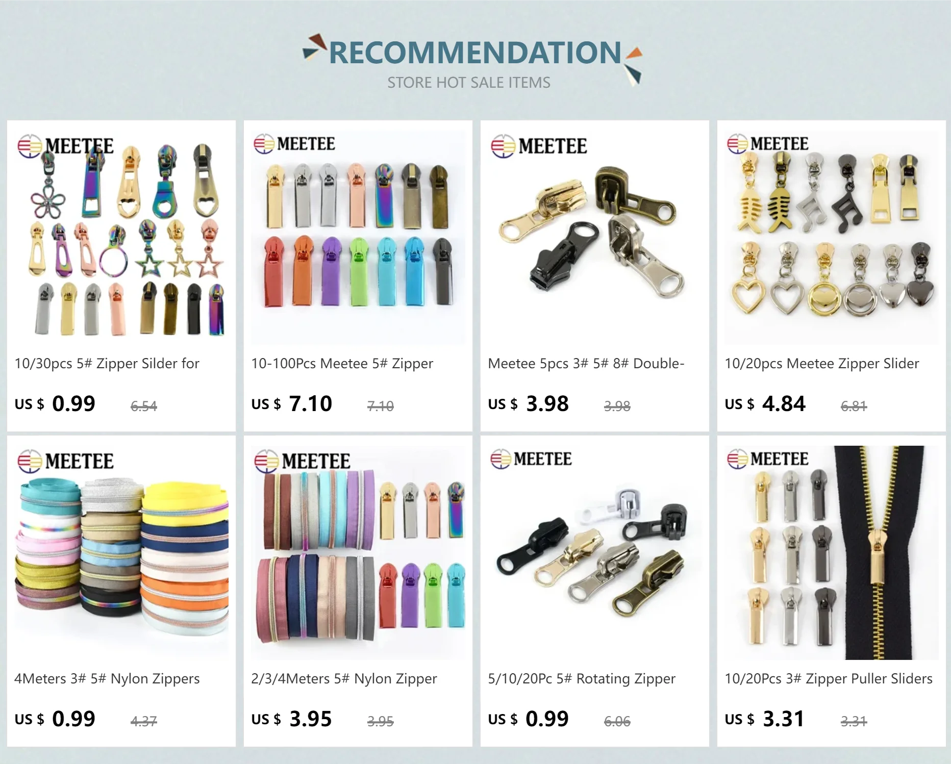 Description Picture 2 of item10-30Pcs Zippers Puller Detachable Zipper Head for Bag Clothes Zip Slider Replacement Pendant Repair Kit Sewing Accessories