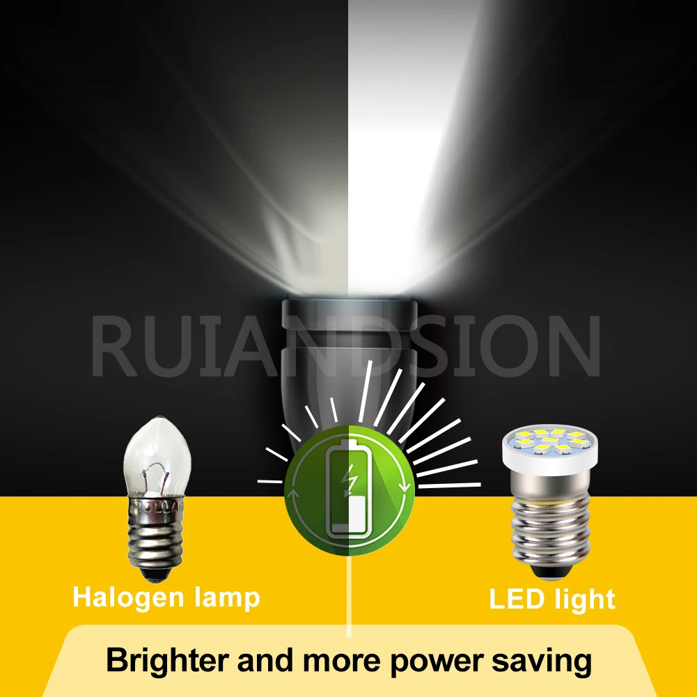 Ruiandsion 저전력 소비 E10 LED 스크류 기본 자동차 표시기 전구, 구식 손전등 전구 3V 4.5V 6V 12V 24V 흰색