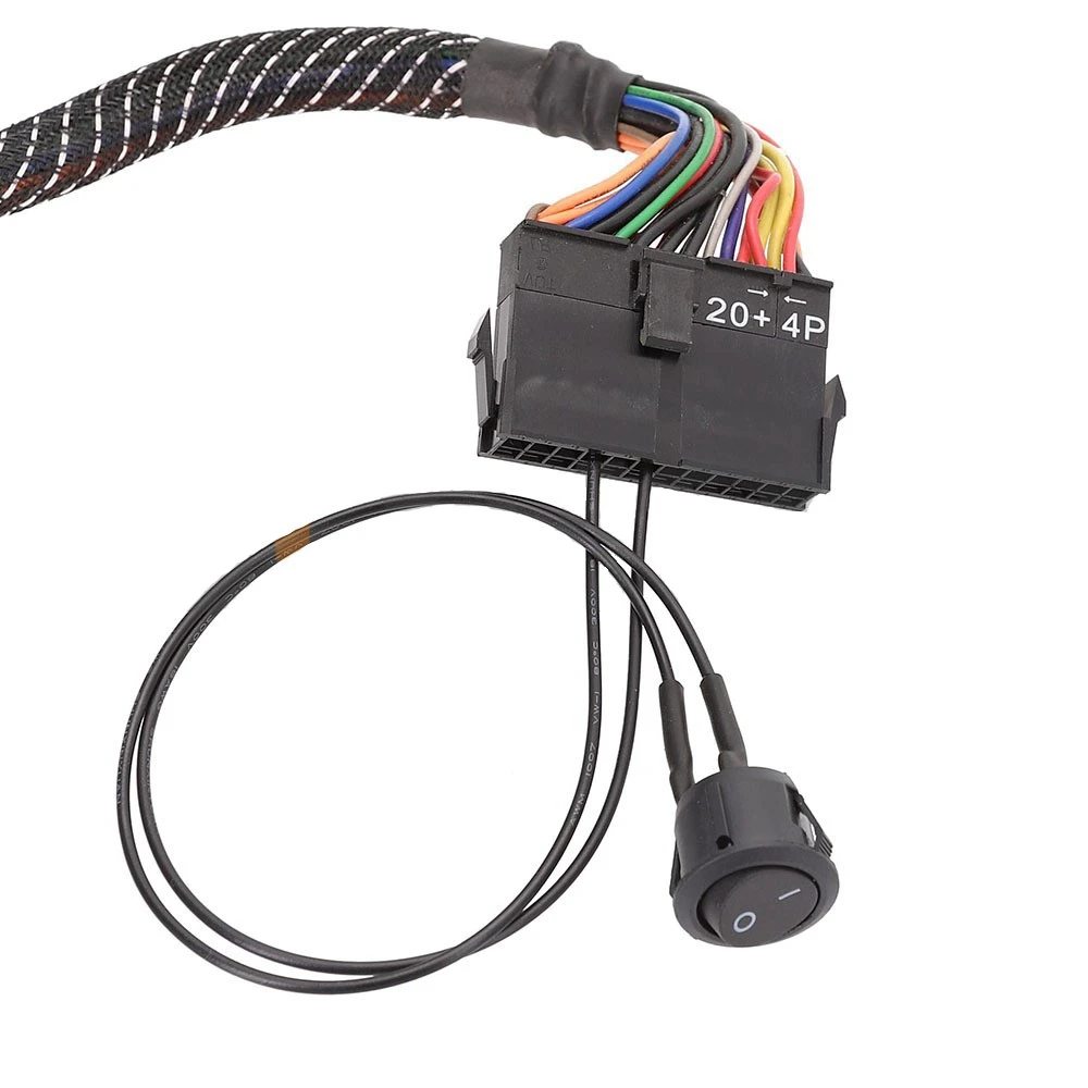 24 Pin Female ATX PSU Power Supply Starter Tester Start Up Jumper ON OFF Switch Cable 18AWG 30CM power supply