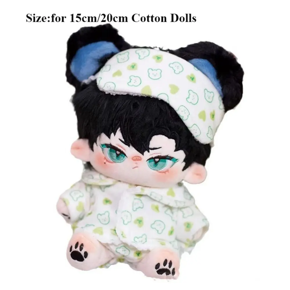 15cm/20cm Cotton Doll Pajamas Cartoon With Eye Mask Doll Sleep Clothes Stuffed Cotton Cute Bathrobe Dolls Accessories
